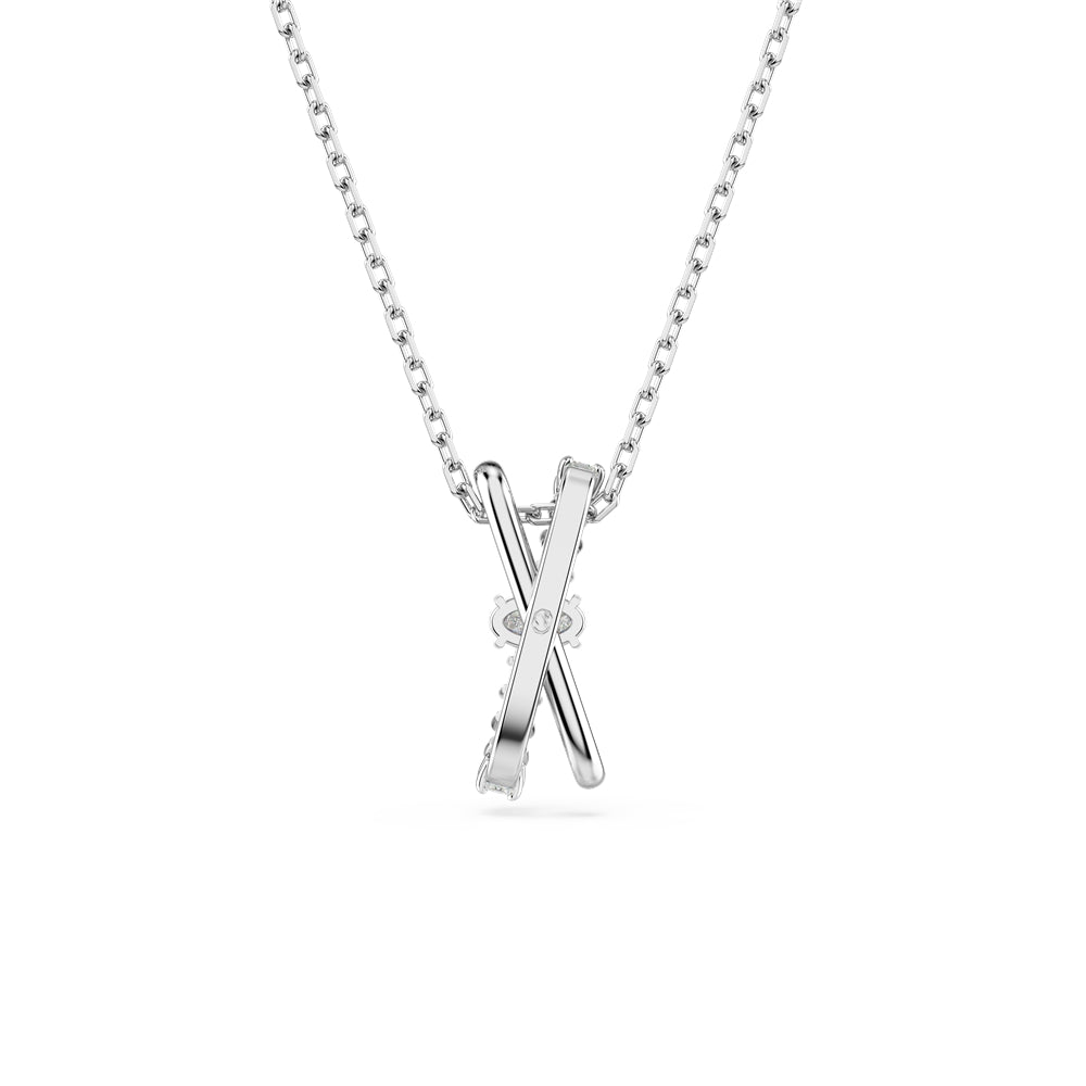 Swarovski Hyperbola Rhodium Plated Mixed Cuts Crystal Twist Pendant Necklace