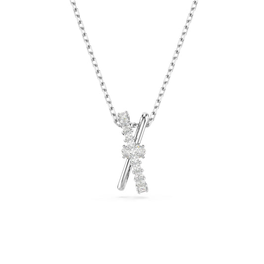 Swarovski Hyperbola Rhodium Plated Mixed Cuts Crystal Twist Pendant Necklace