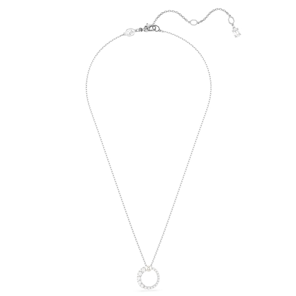 Swarovski Matrix Rhodium Plated Crystal Pearl Circle Necklace