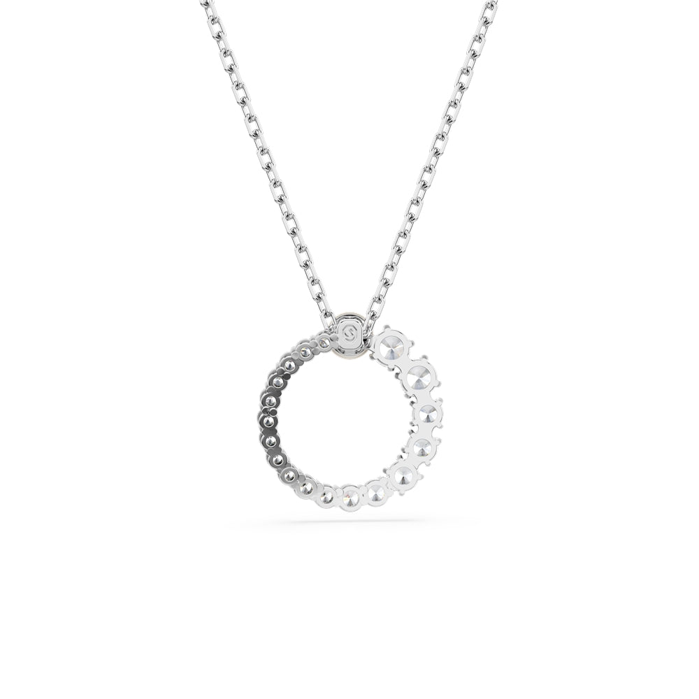 Swarovski Matrix Rhodium Plated Crystal Pearl Circle Necklace