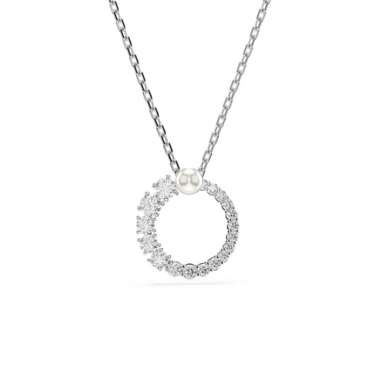 Swarovski Matrix Rhodium Plated Crystal Pearl Circle Necklace