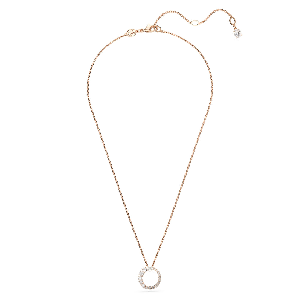 Swarovski Matrix Rose-Gold Crystal Pearl Circle Necklace
