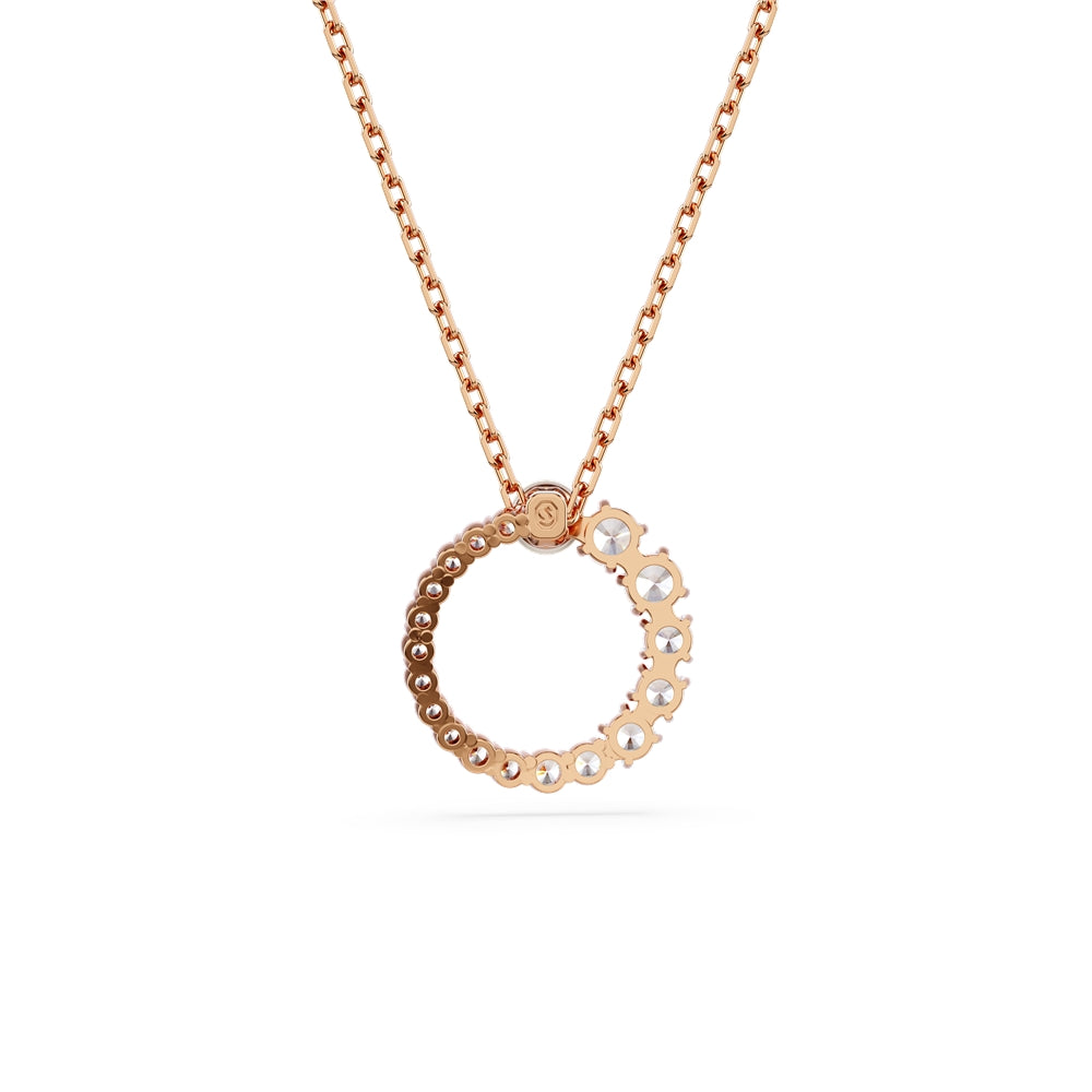 Swarovski Matrix Rose-Gold Crystal Pearl Circle Necklace