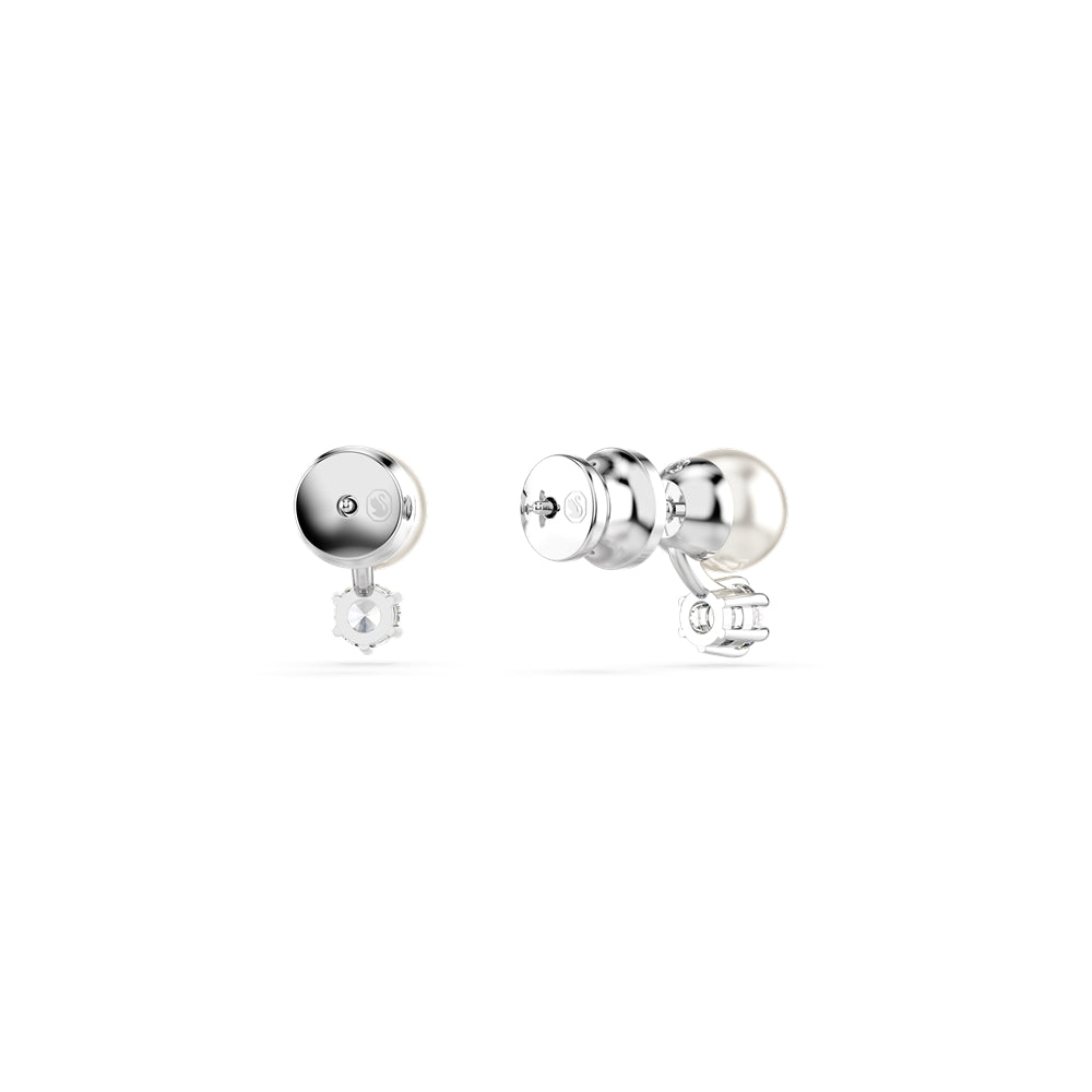 Swarovski Matrix Rhodium Plated Crystal Pearl Stud Earrings