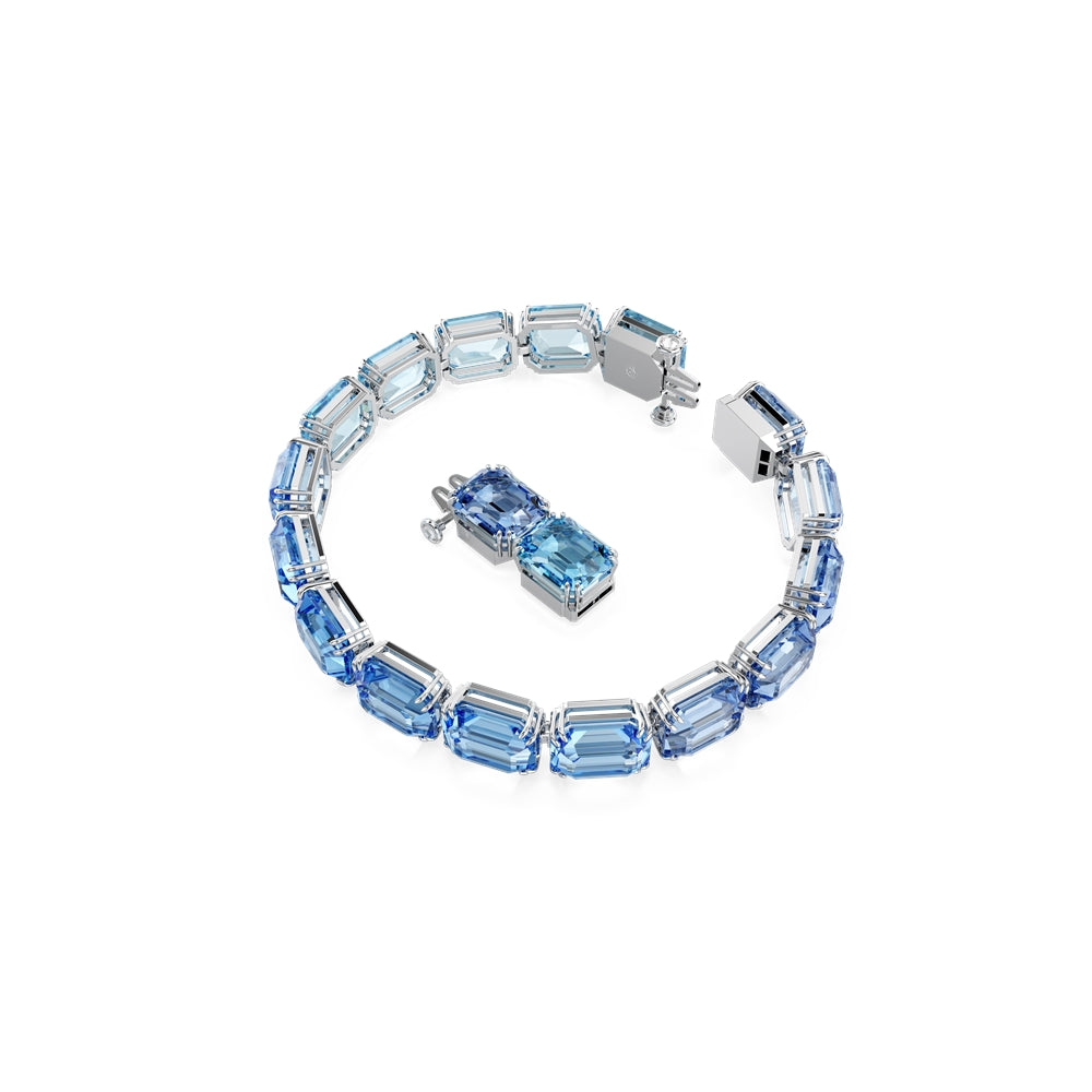 Swarovski Millenia Rhodium Plated Blue Octagon Cut Crystal Bracelet