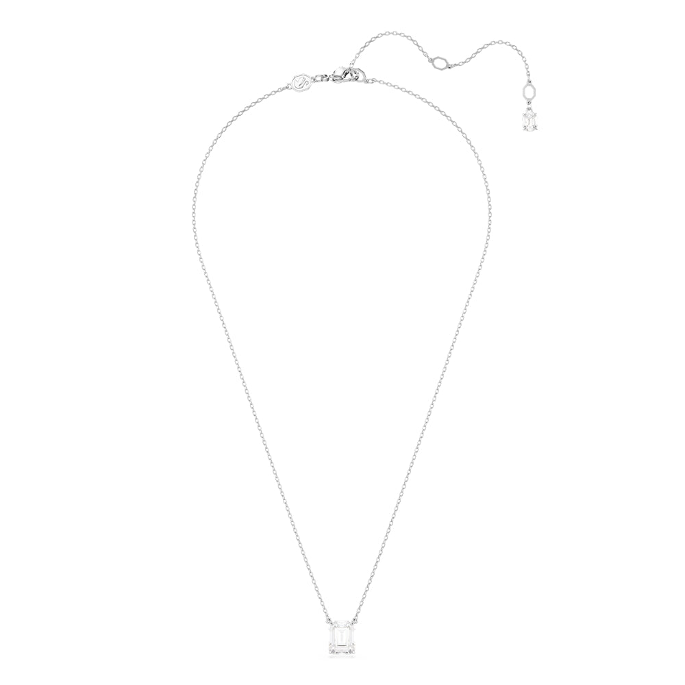 Swarovski Stilla Rhodium Plated Octagon Cut Crystal Pendant