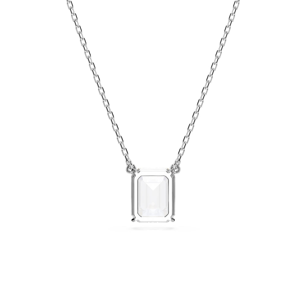 Swarovski Stilla Rhodium Plated Octagon Cut Crystal Pendant