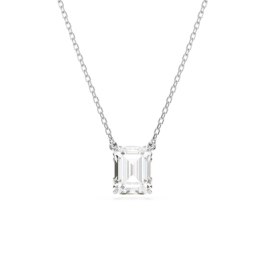 Swarovski Stilla Rhodium Plated Octagon Cut Crystal Pendant