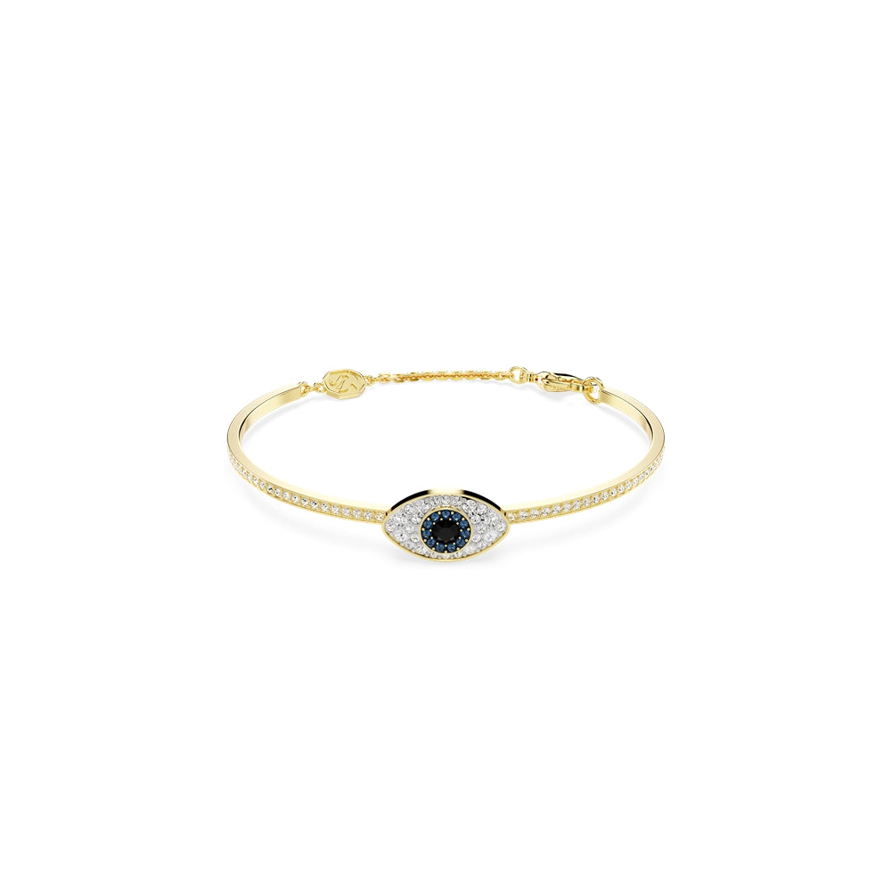 Swarovski Symbolica Gold Blue Crystal Evil Eye Bangle Bracelet
