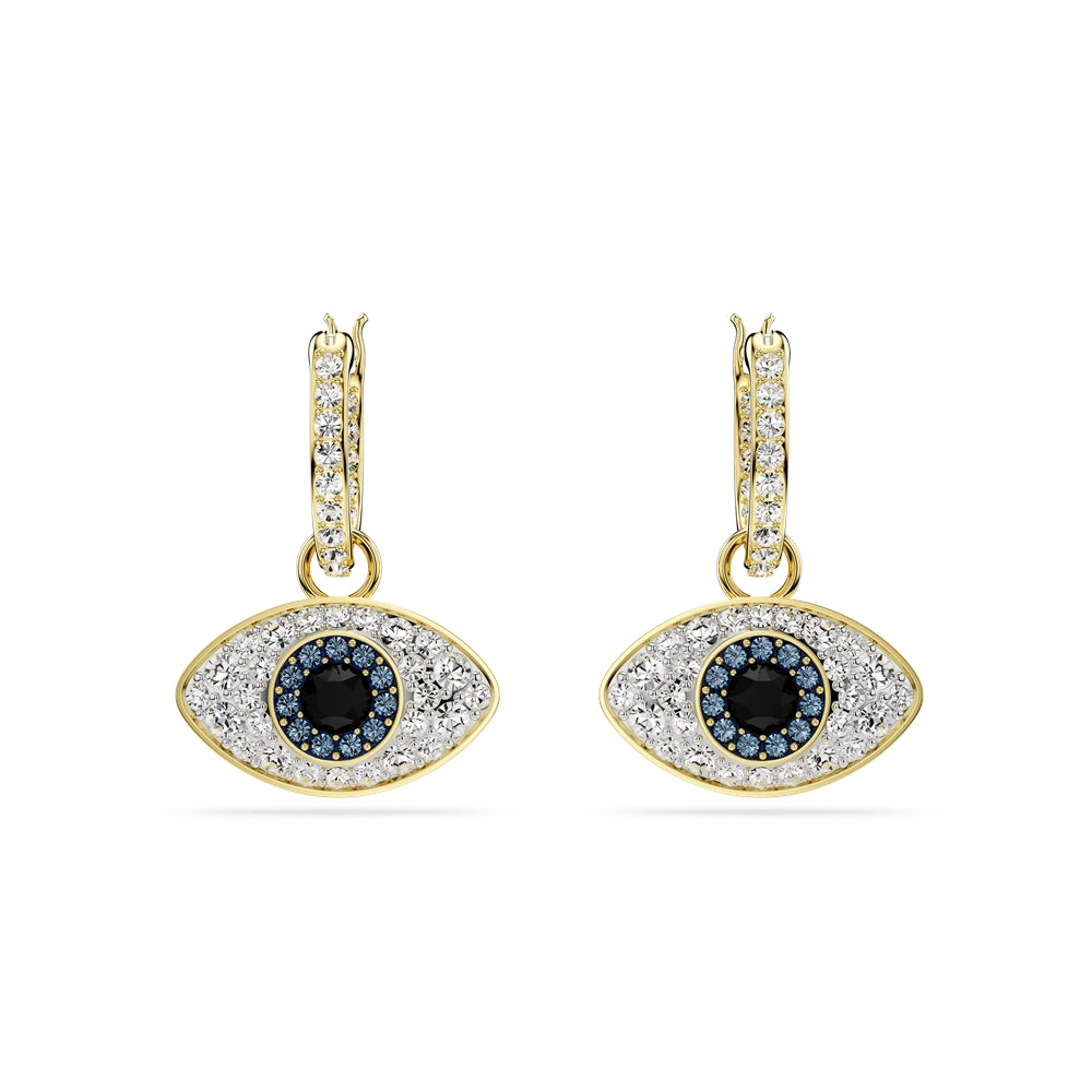 Swarovski Symbolica Gold Blue Crystal Evil Eye Drop Earrings
