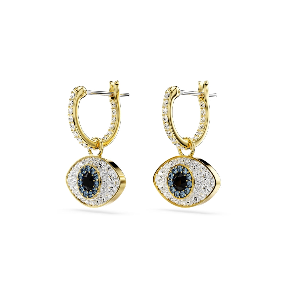 Swarovski Symbolica Gold Blue Crystal Evil Eye Drop Earrings
