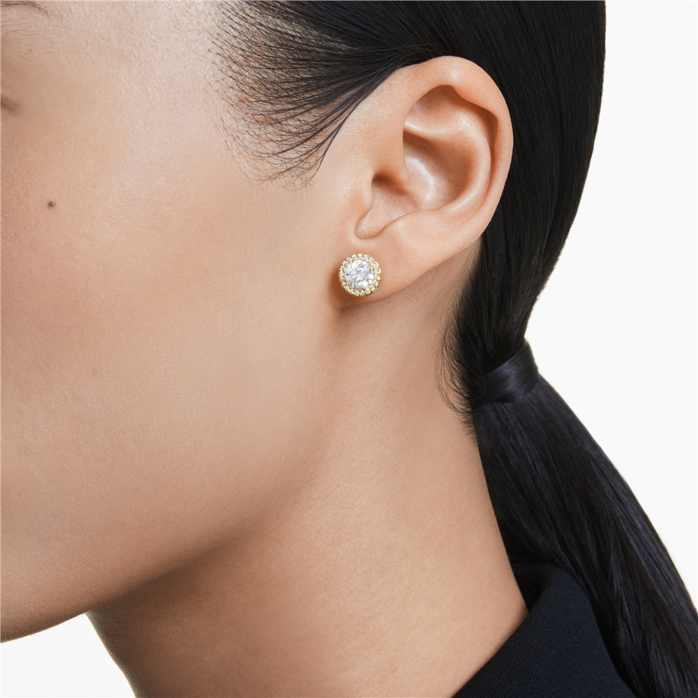 Swarovski Una Gold Round Cut Stud Earrings