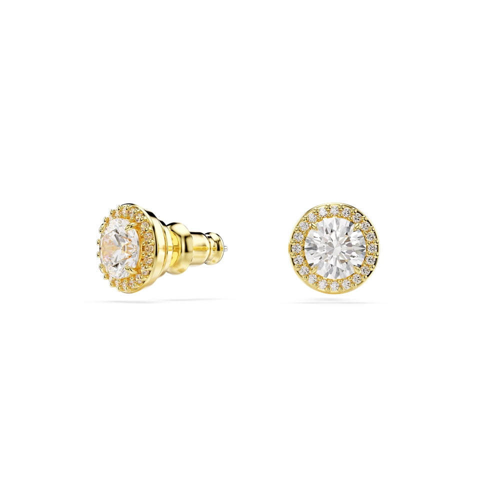 Swarovski Una Gold Round Cut Stud Earrings