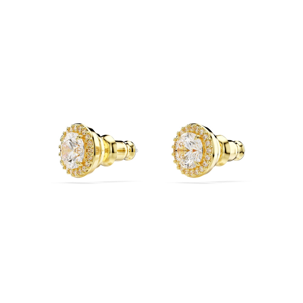 Swarovski Una Gold Round Cut Stud Earrings