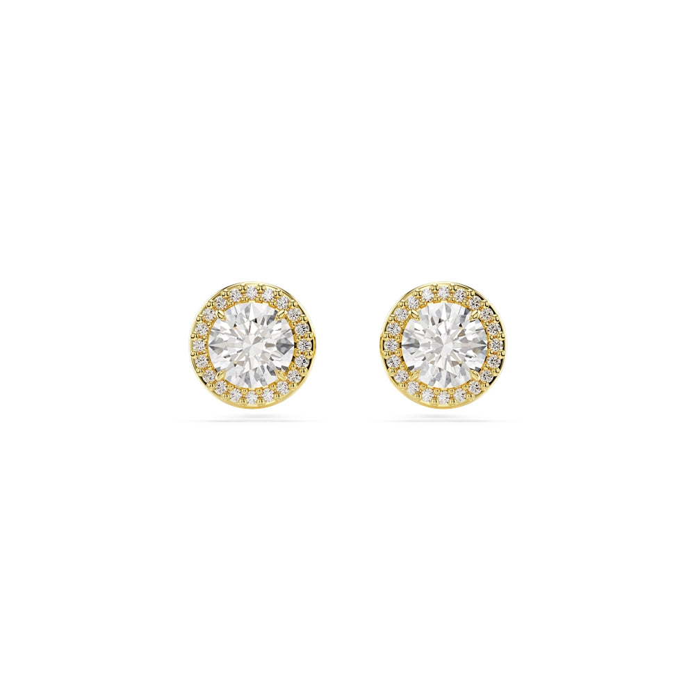 Swarovski Una Gold Round Cut Stud Earrings
