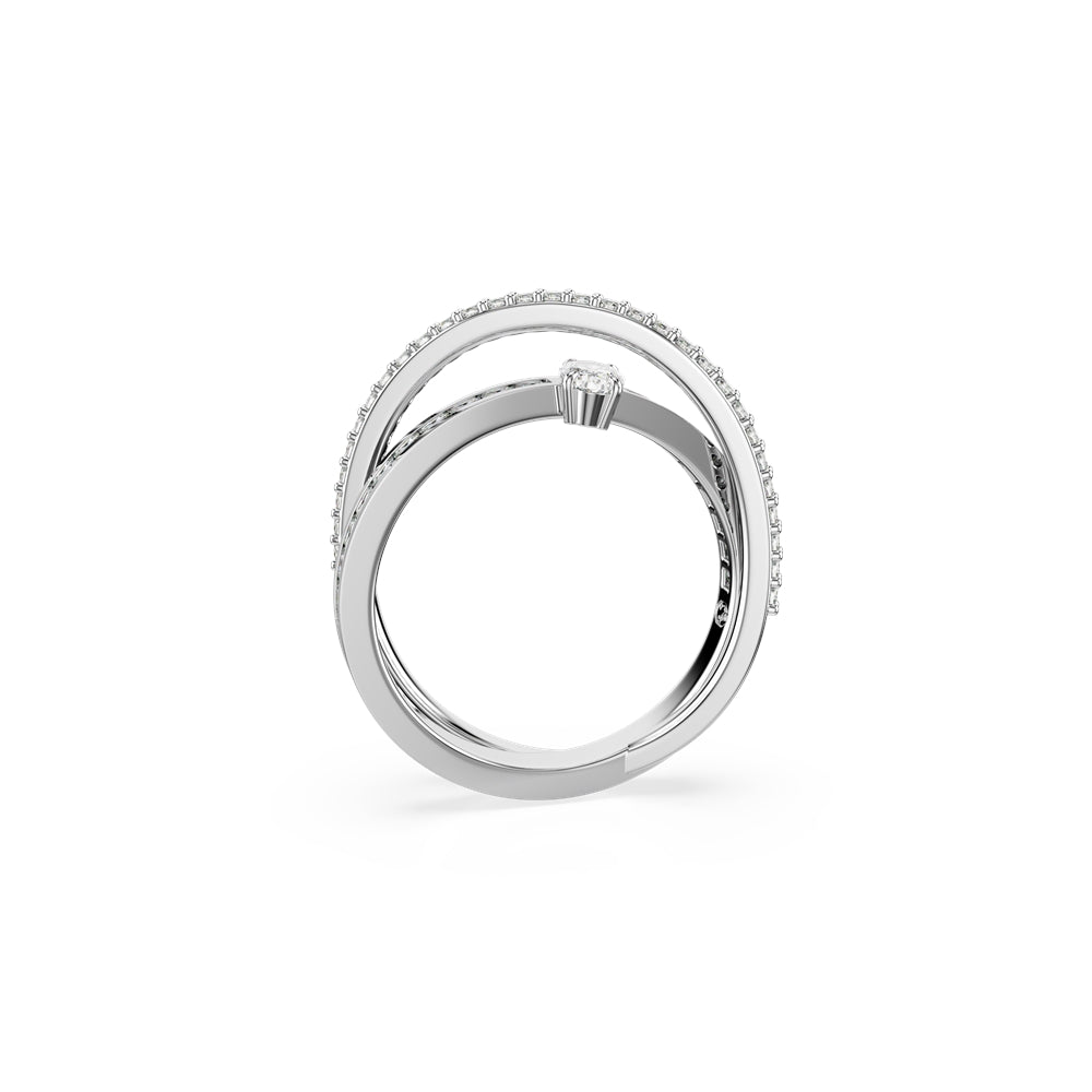Swarovski Hyperbola Rhodium Plated Mixed Cuts Crystal Ring - 55
