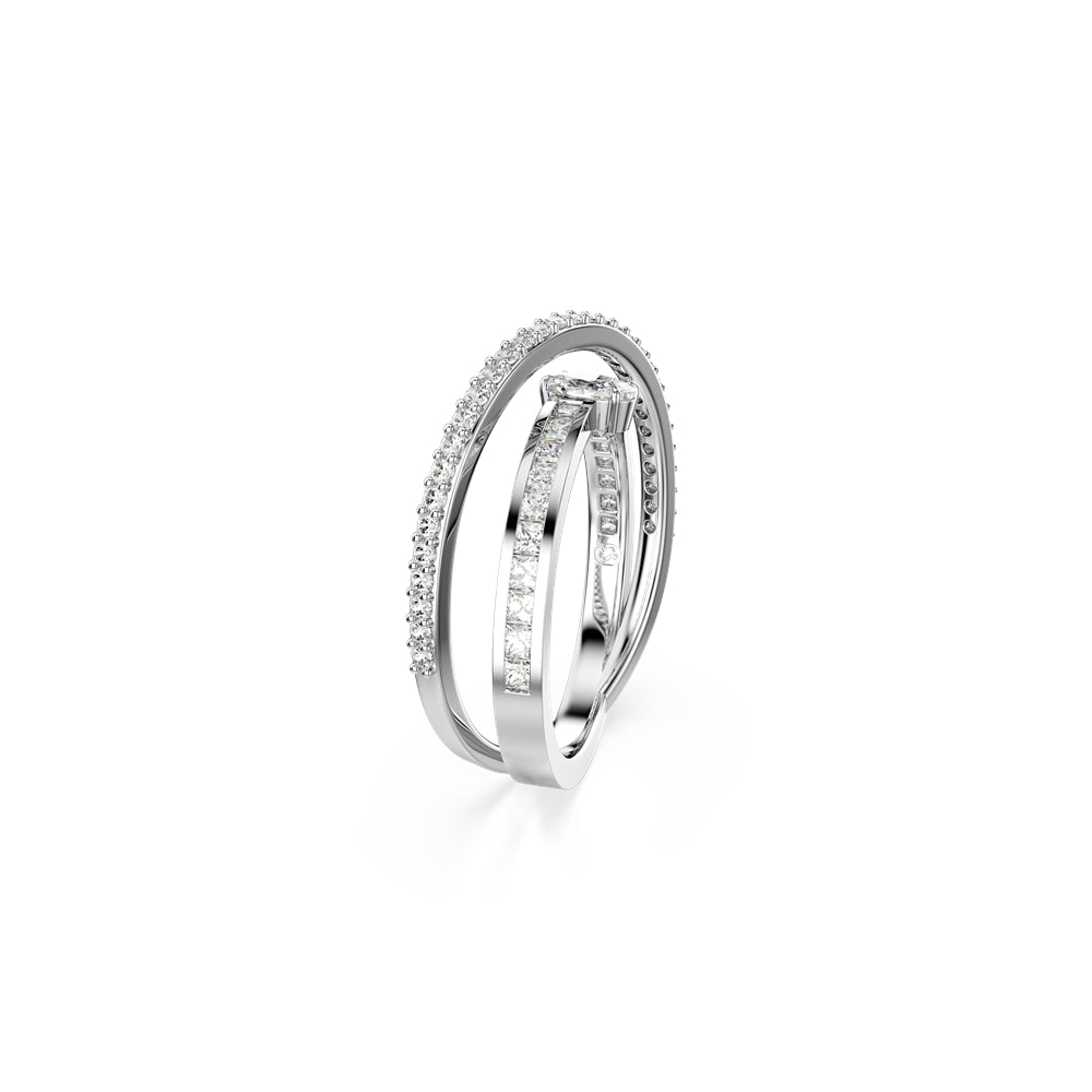 Swarovski Hyperbola Rhodium Plated Mixed Cuts Crystal Ring - 55