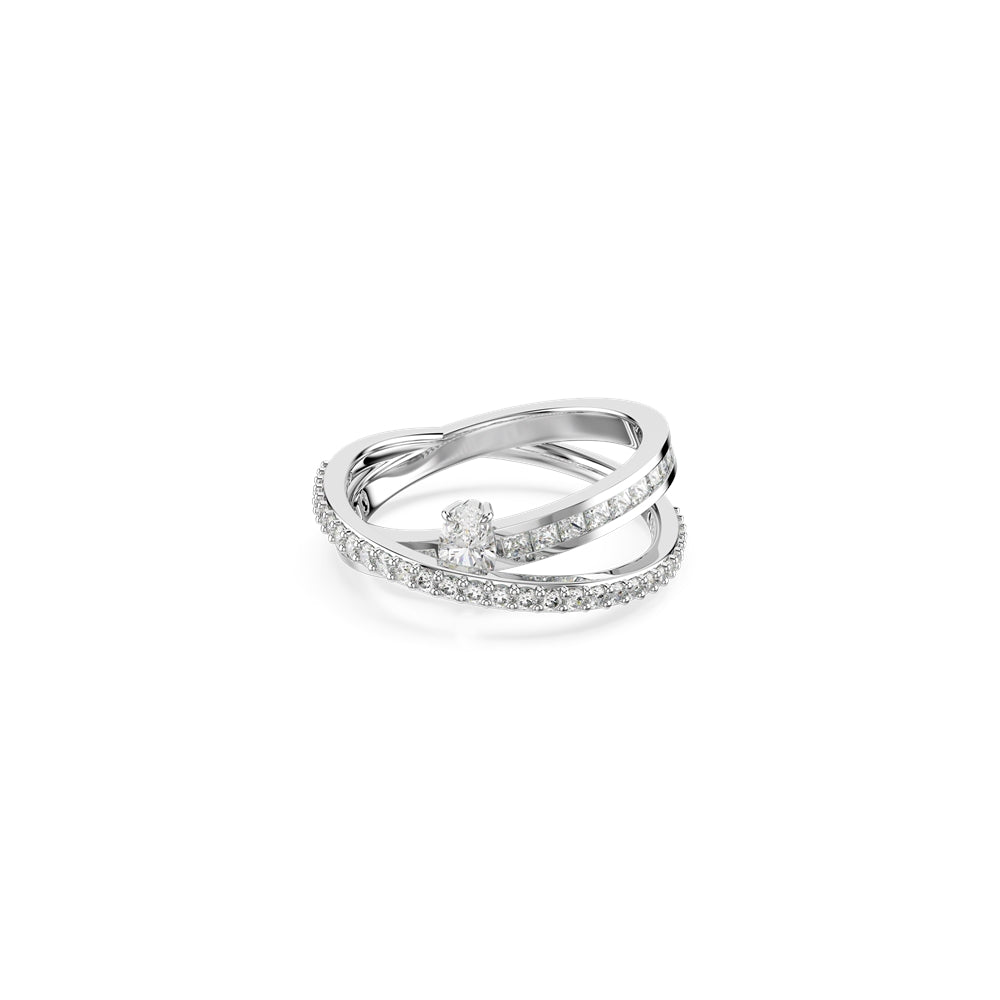 Swarovski Hyperbola Rhodium Plated Mixed Cuts Crystal Ring - 55