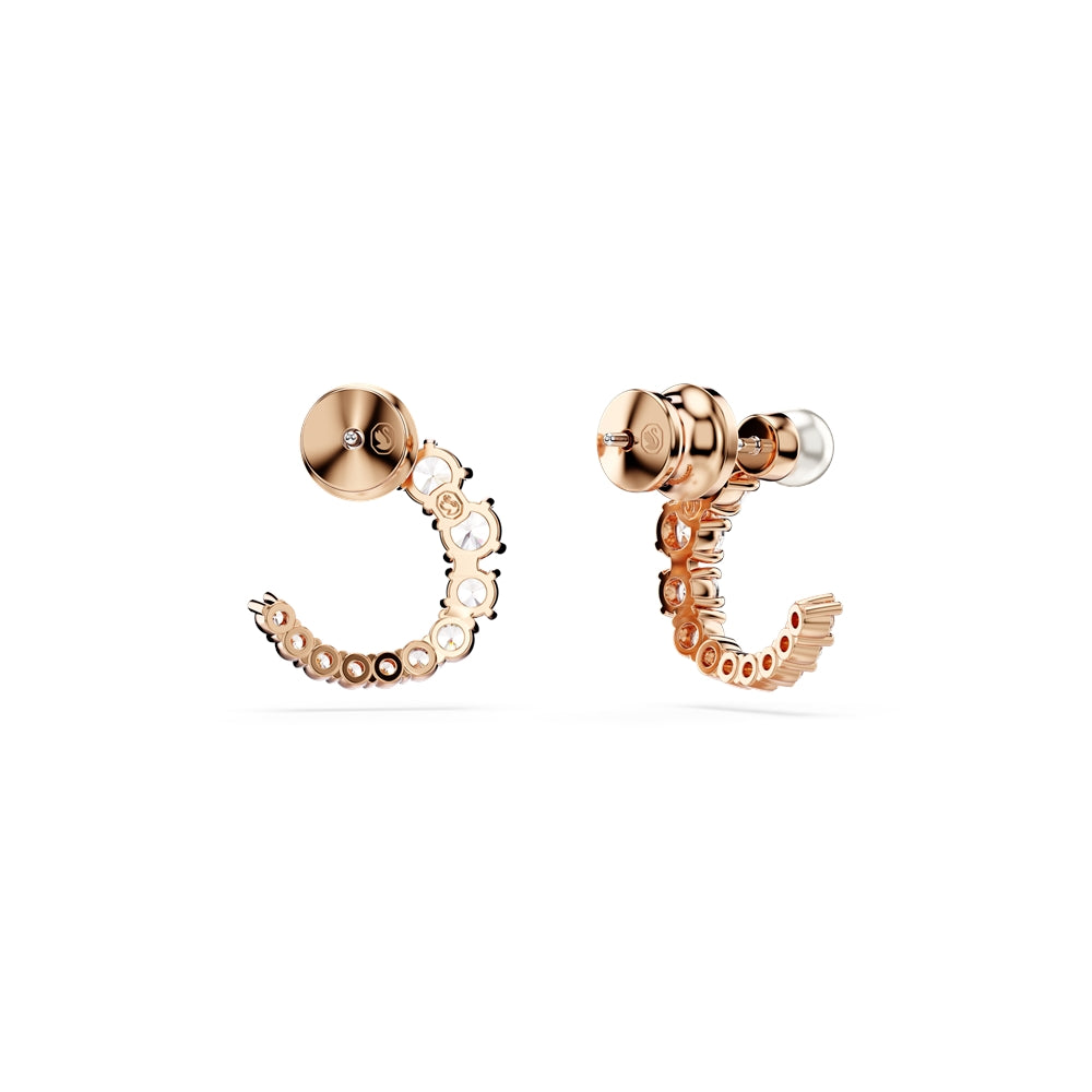 Swarovski Matrix Rose-Gold White Crystal Pearl Hoop Earrings