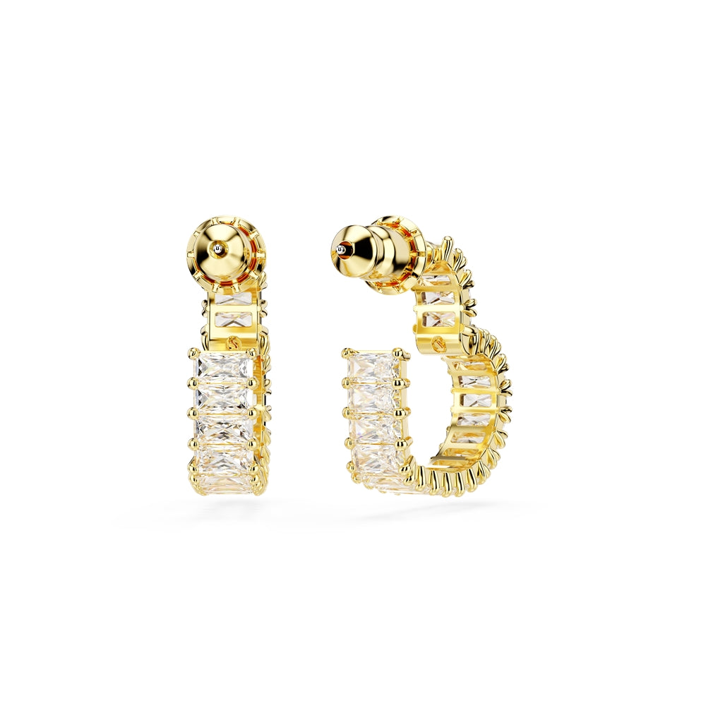 Swarovski Matrix Gold Heart Shape Baguette Crystal Hoop Earrings