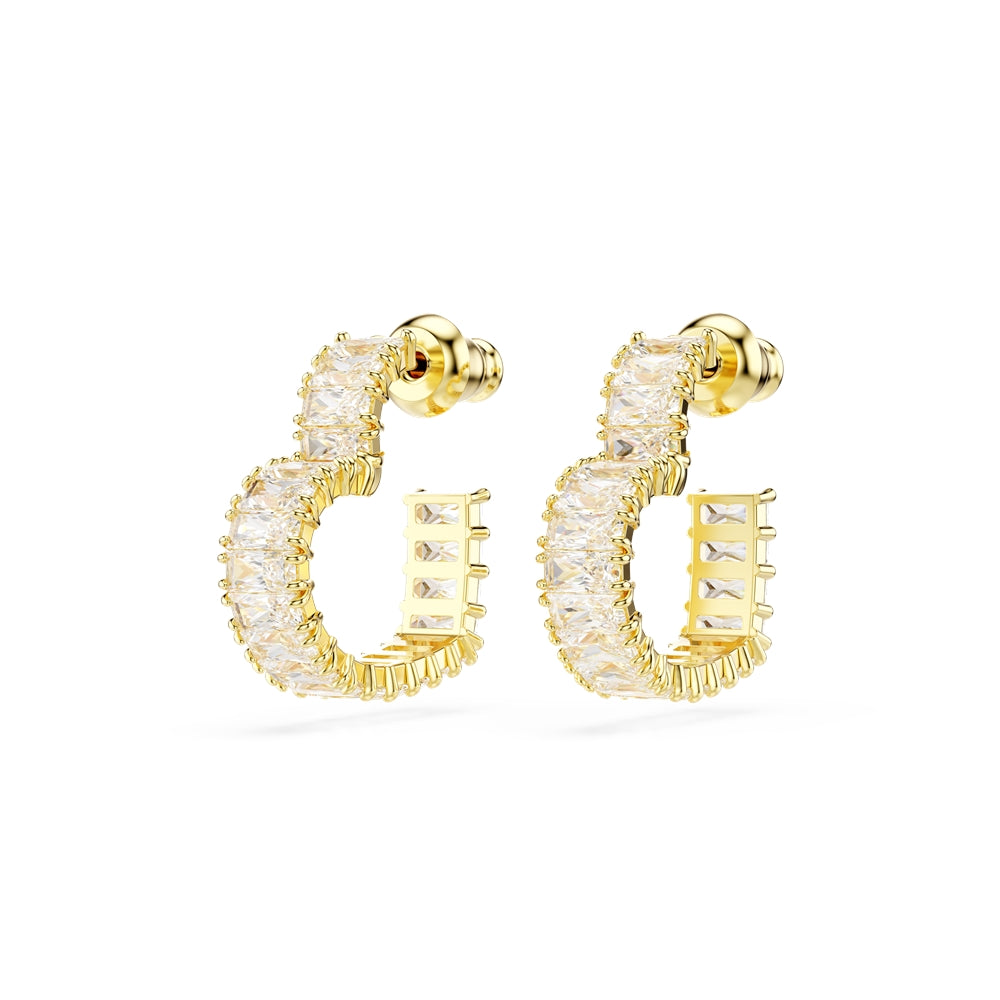 Swarovski Matrix Gold Heart Shape Baguette Crystal Hoop Earrings