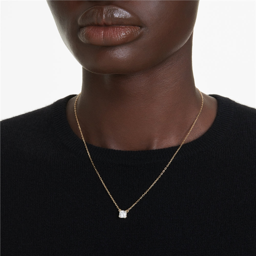 Swarovski Stilla Gold Tone Square Cut Crystal Necklace