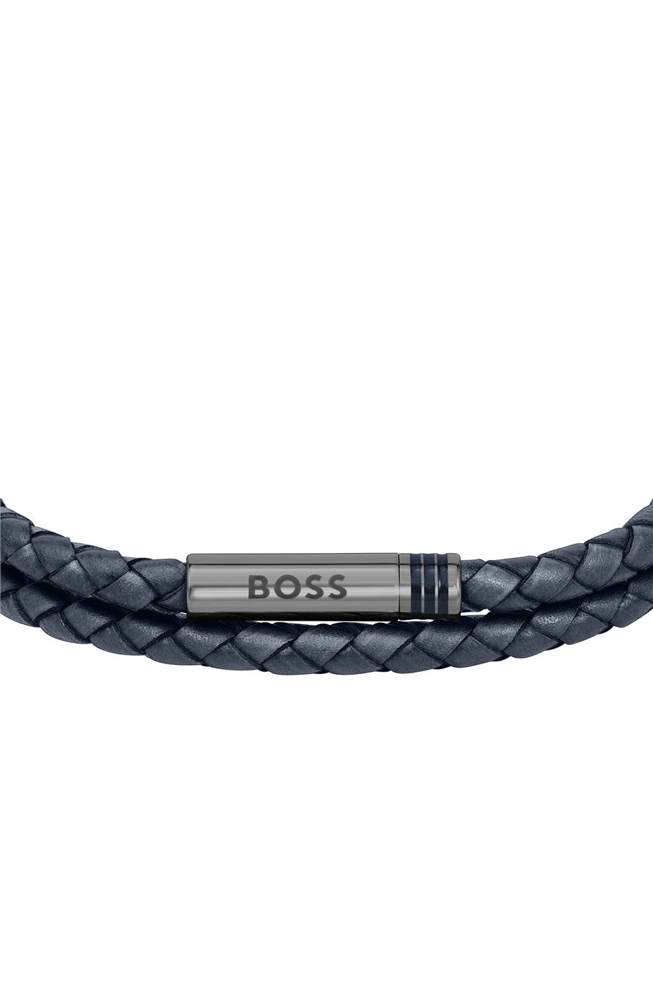 Boss Ares Blue Braided Leather Bracelet