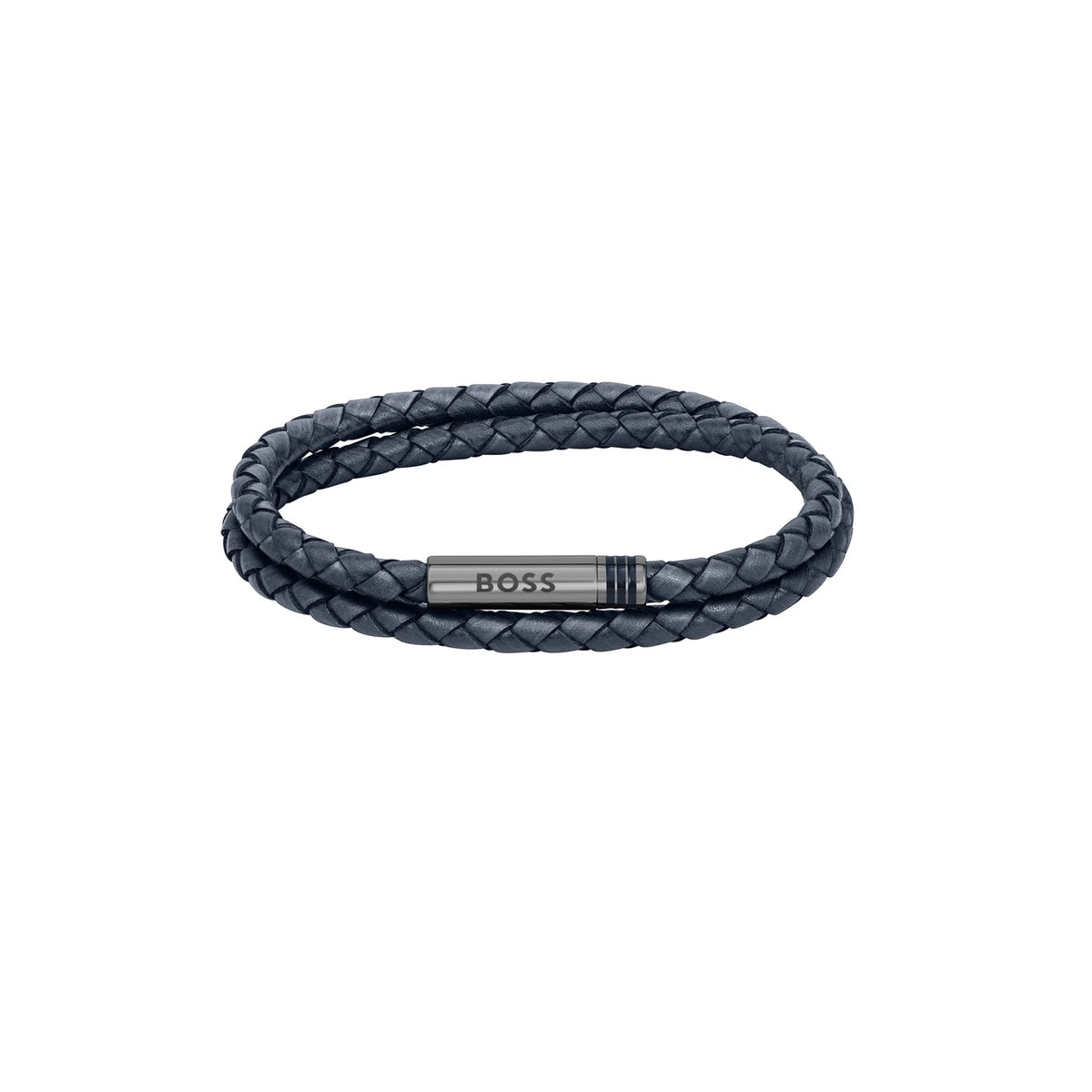 Boss Ares Blue Braided Leather Bracelet