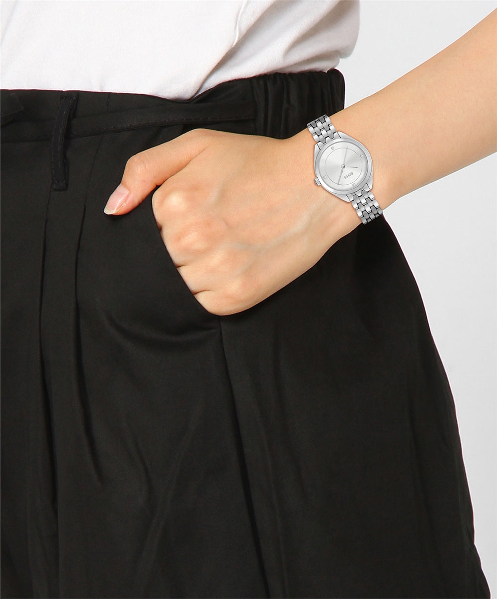 Boss Mae Crystal Silver Watch