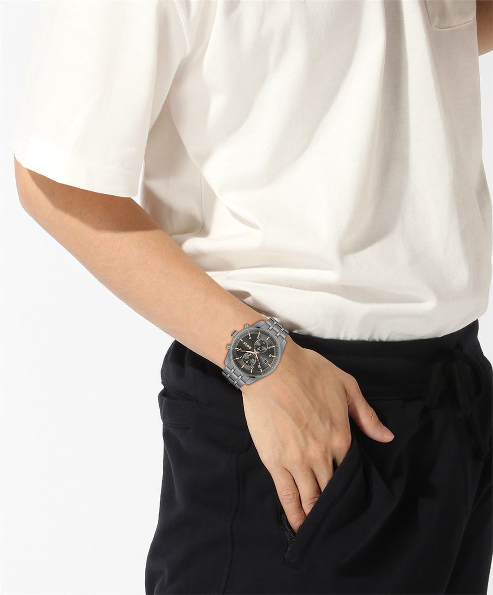 Boss Skytraveler Grey Chronograph Watch