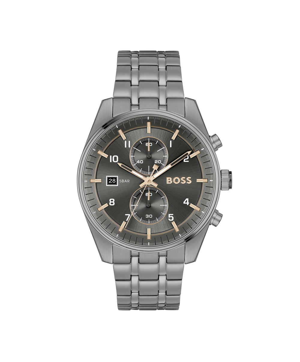 Boss Skytraveler Grey Chronograph Watch