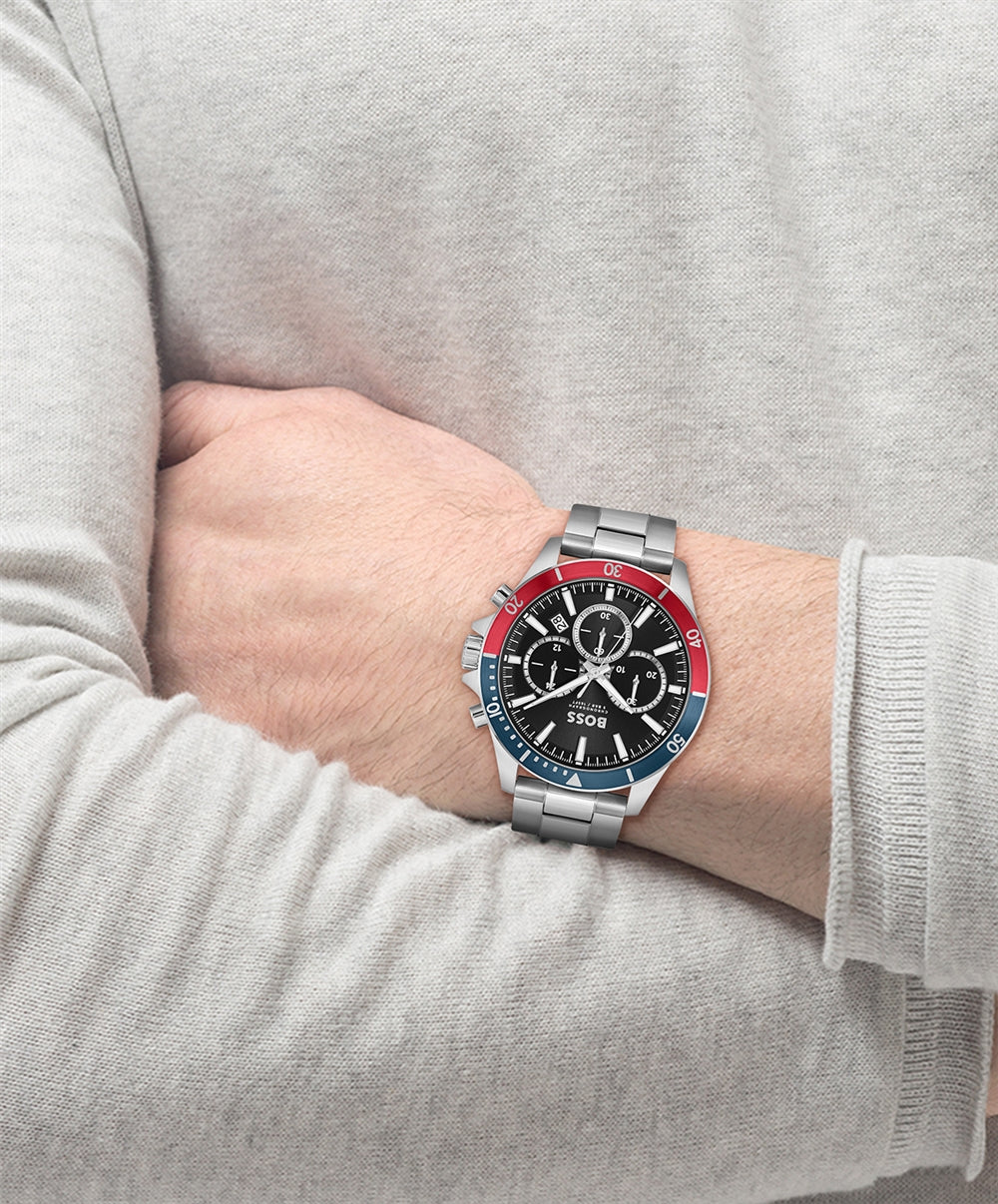 Boss Troper Red Blue Chronograph Watch