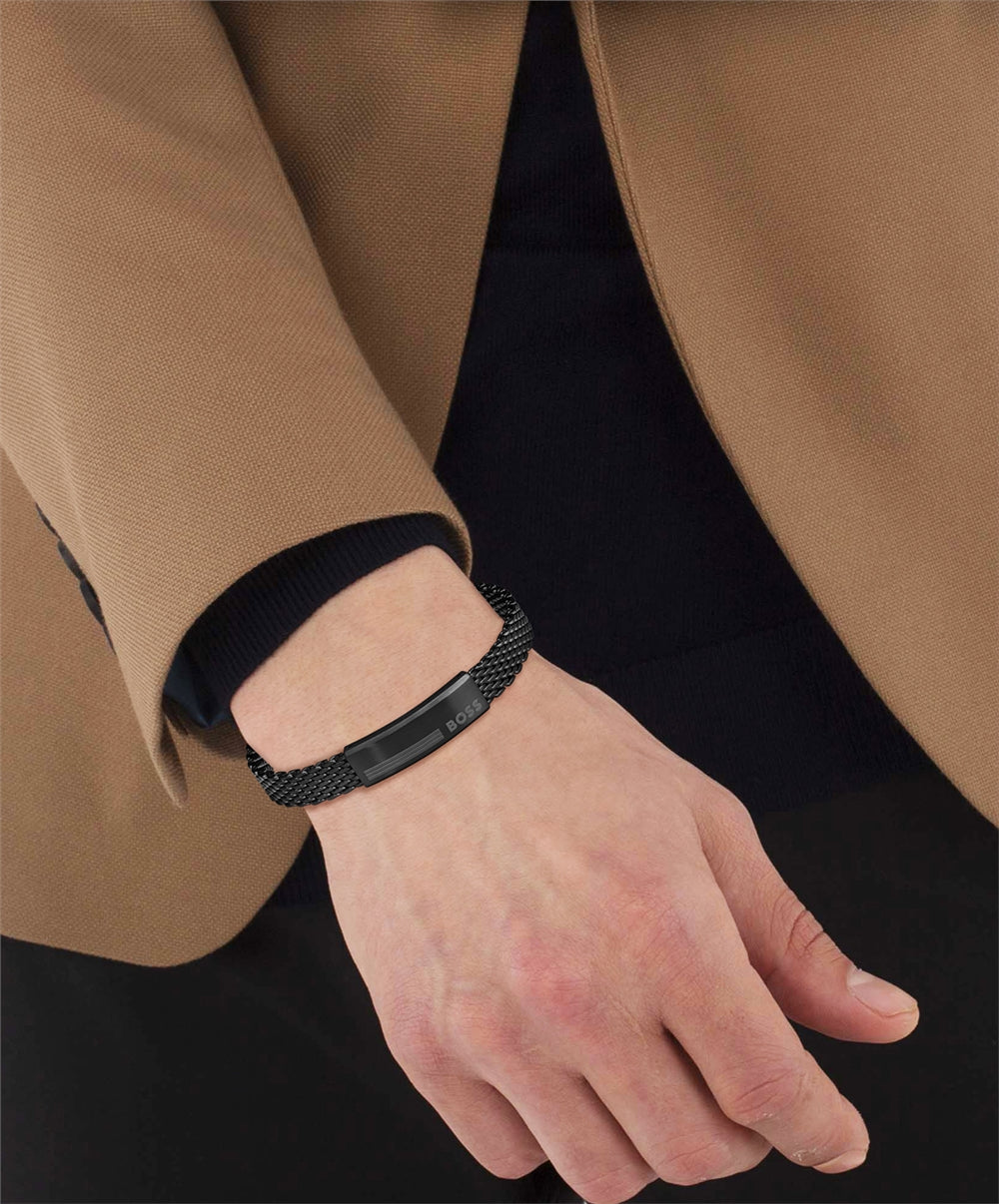 Boss Mesh Alen Black IP Bracelet