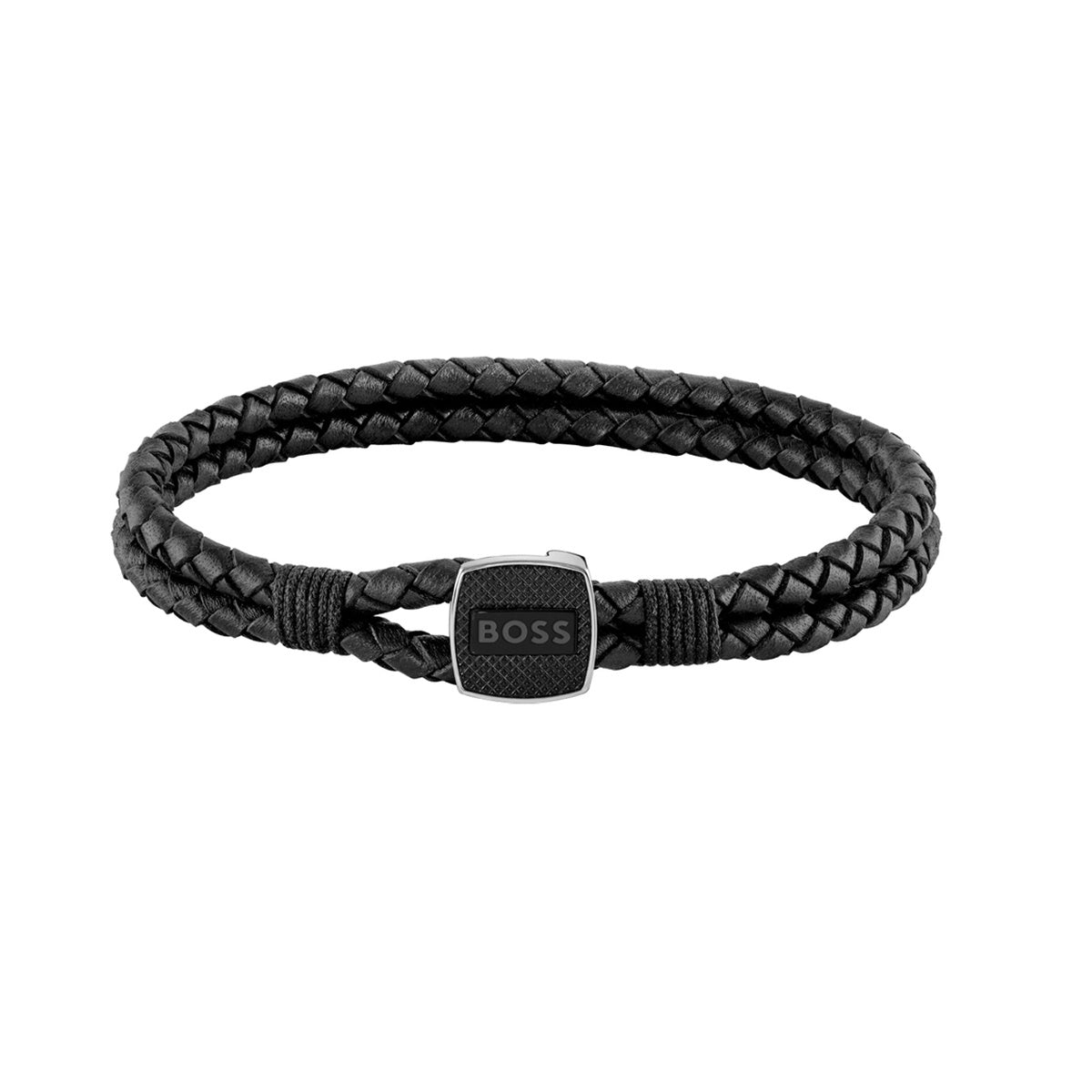 Boss Seal Black Leather Bracelet
