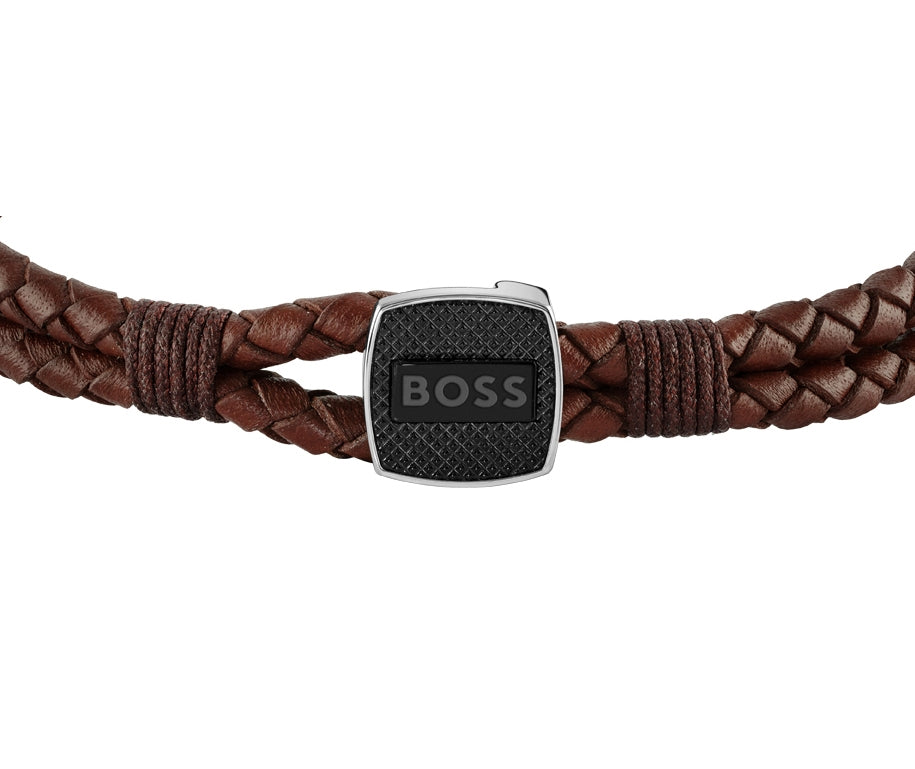 Boss Seal Brown Leather Bracelet
