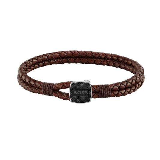 Boss Seal Brown Leather Bracelet