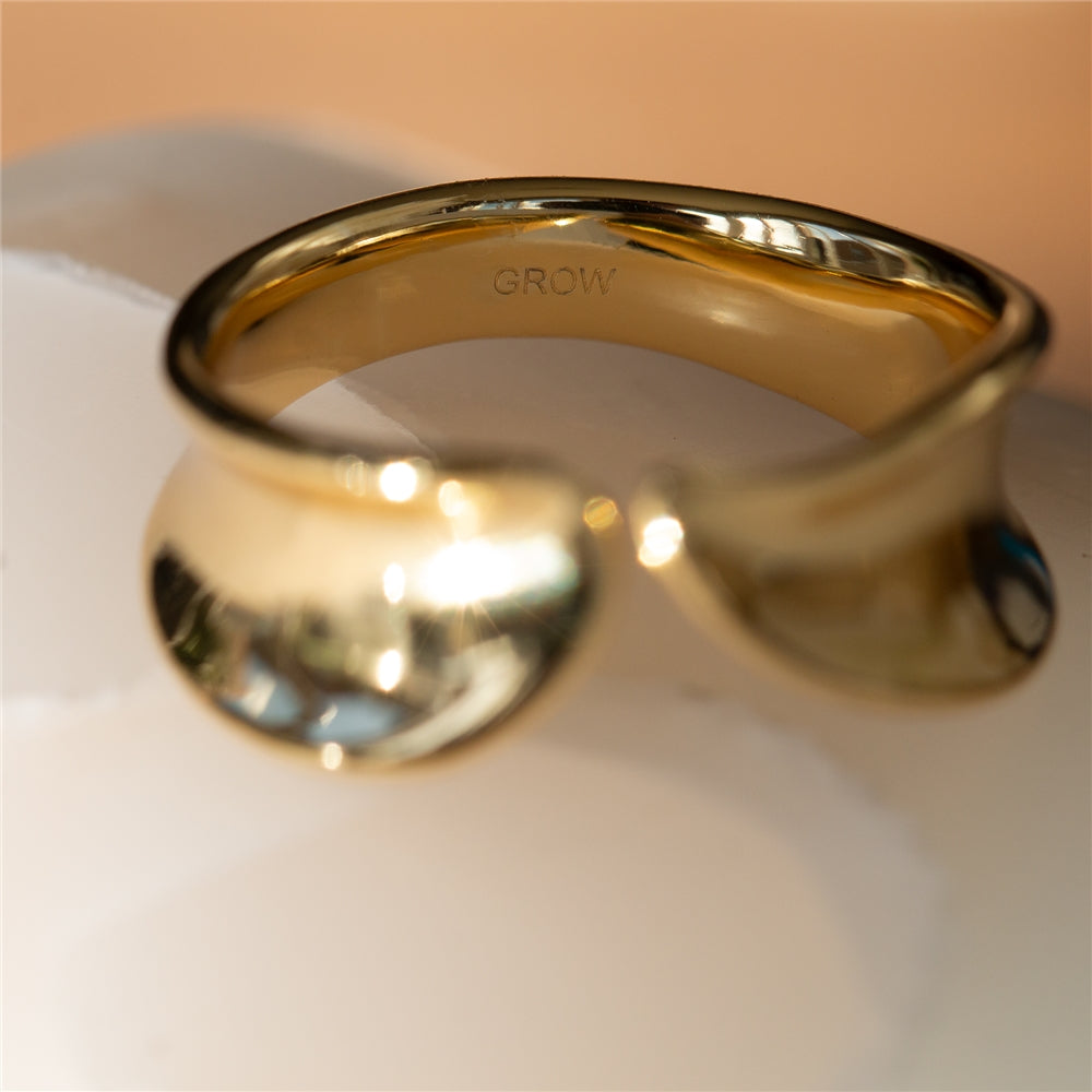 Seek + Find Grow Leaf Adjustable Gold Ring