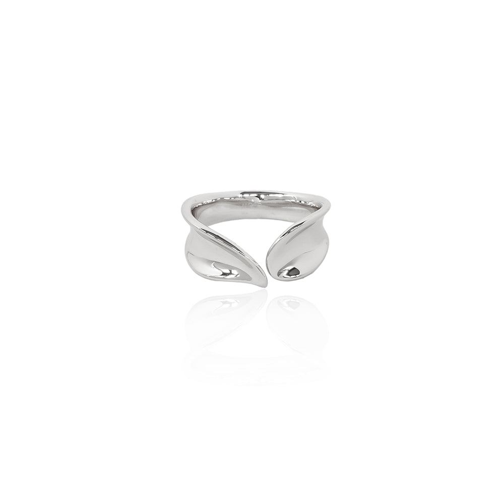 Seek + Find Grow Leaf Adjustable Silver Ring