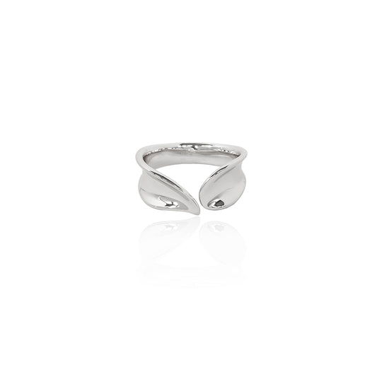 Seek + Find Grow Leaf Adjustable Silver Ring
