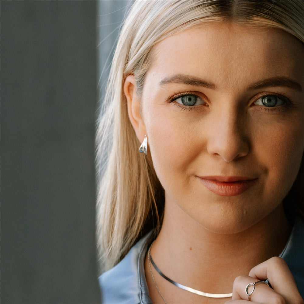 Seek + Find Grow Leaf Silver Earrings