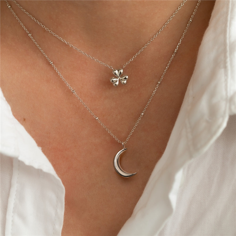Seek + Find Silver Faith Hope Love Shamrock Necklace