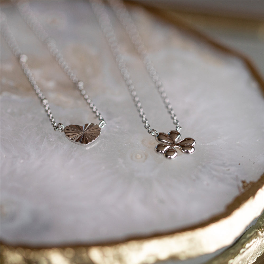 Seek + Find Silver Faith Hope Love Shamrock Necklace