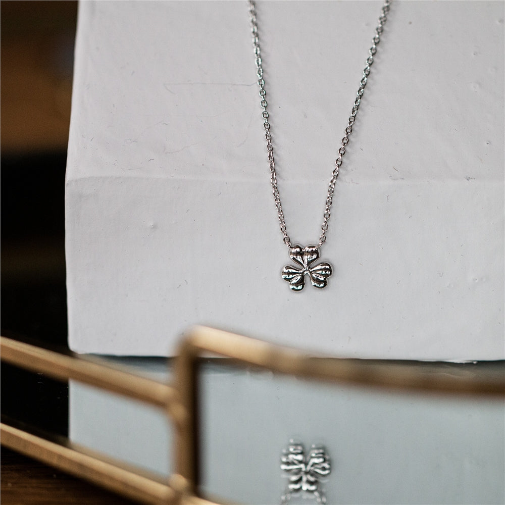 Seek + Find Silver Faith Hope Love Shamrock Necklace