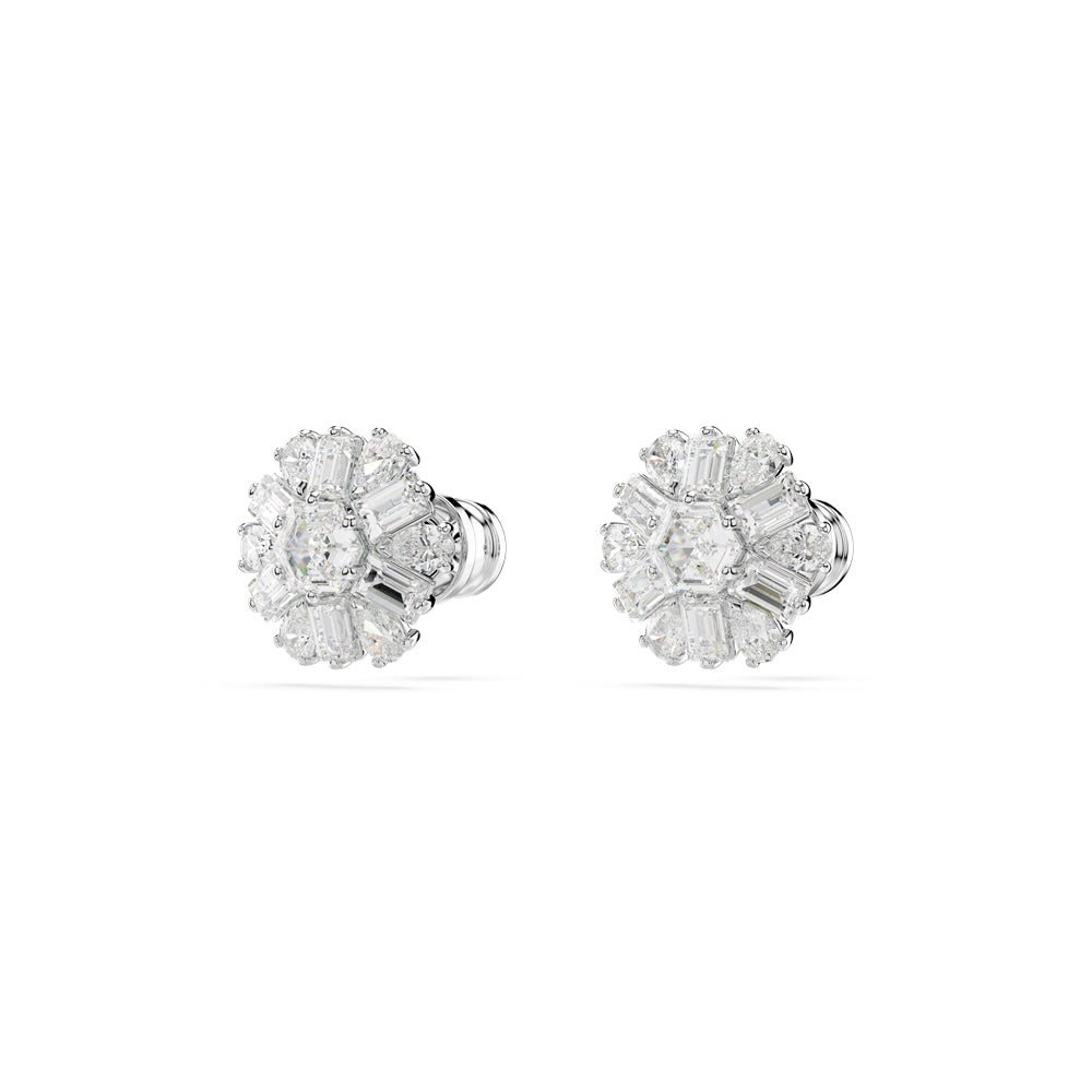 Swarovski Idyllia Rhodium Plated Mixed Cuts Snowflake Stud Earrings