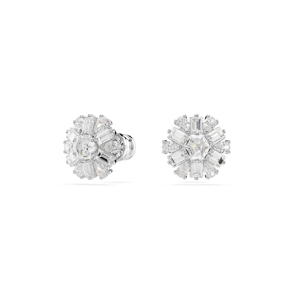Swarovski Idyllia Rhodium Plated Mixed Cuts Snowflake Stud Earrings