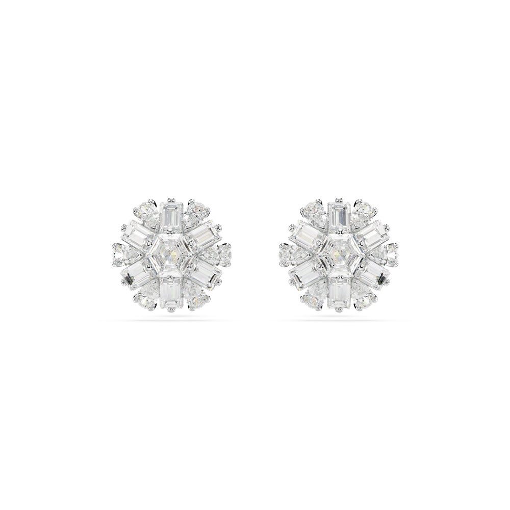 Swarovski Idyllia Rhodium Plated Mixed Cuts Snowflake Stud Earrings