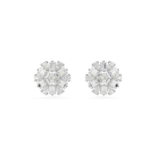 Swarovski Idyllia Rhodium Plated Mixed Cuts Snowflake Stud Earrings