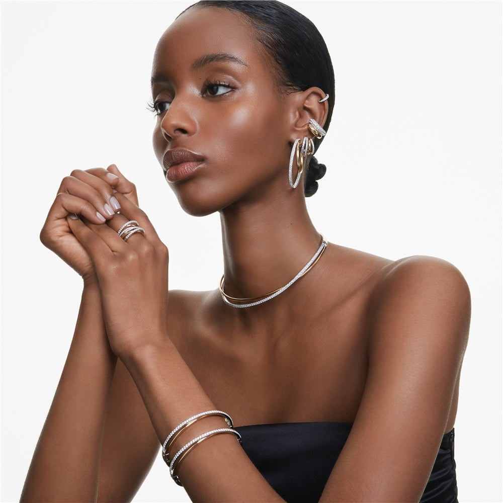 Swarovski Matrix Rhodium Plated White Crystal Hoop Earrings