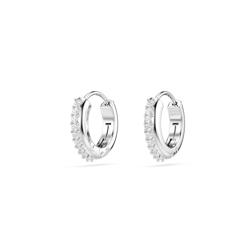 Swarovski Matrix Rhodium Plated White Crystal Hoop Earrings