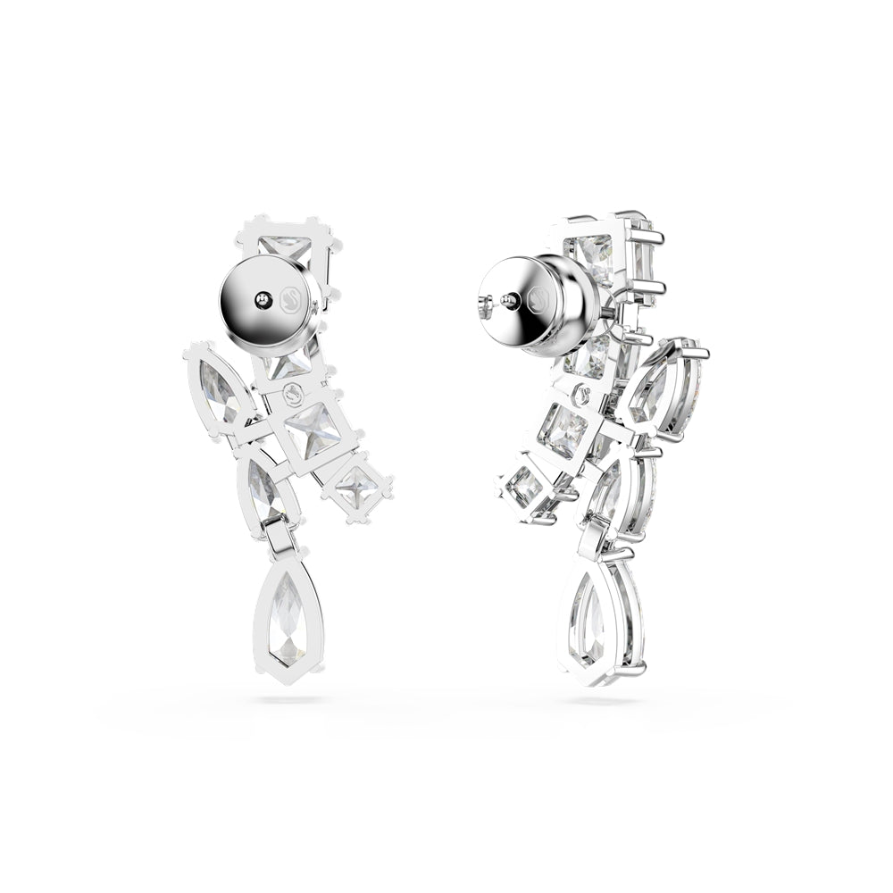 Swarovski Matrix Rhodium Plated Mixed Cuts Drop Earrings